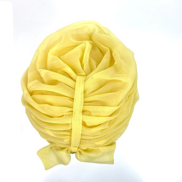 Vintage Yellow Pillbox Chiffon Rosette Hat with Bow - Picture 3 of 7